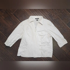 Autograph Womens Button Down White Collared Blouse